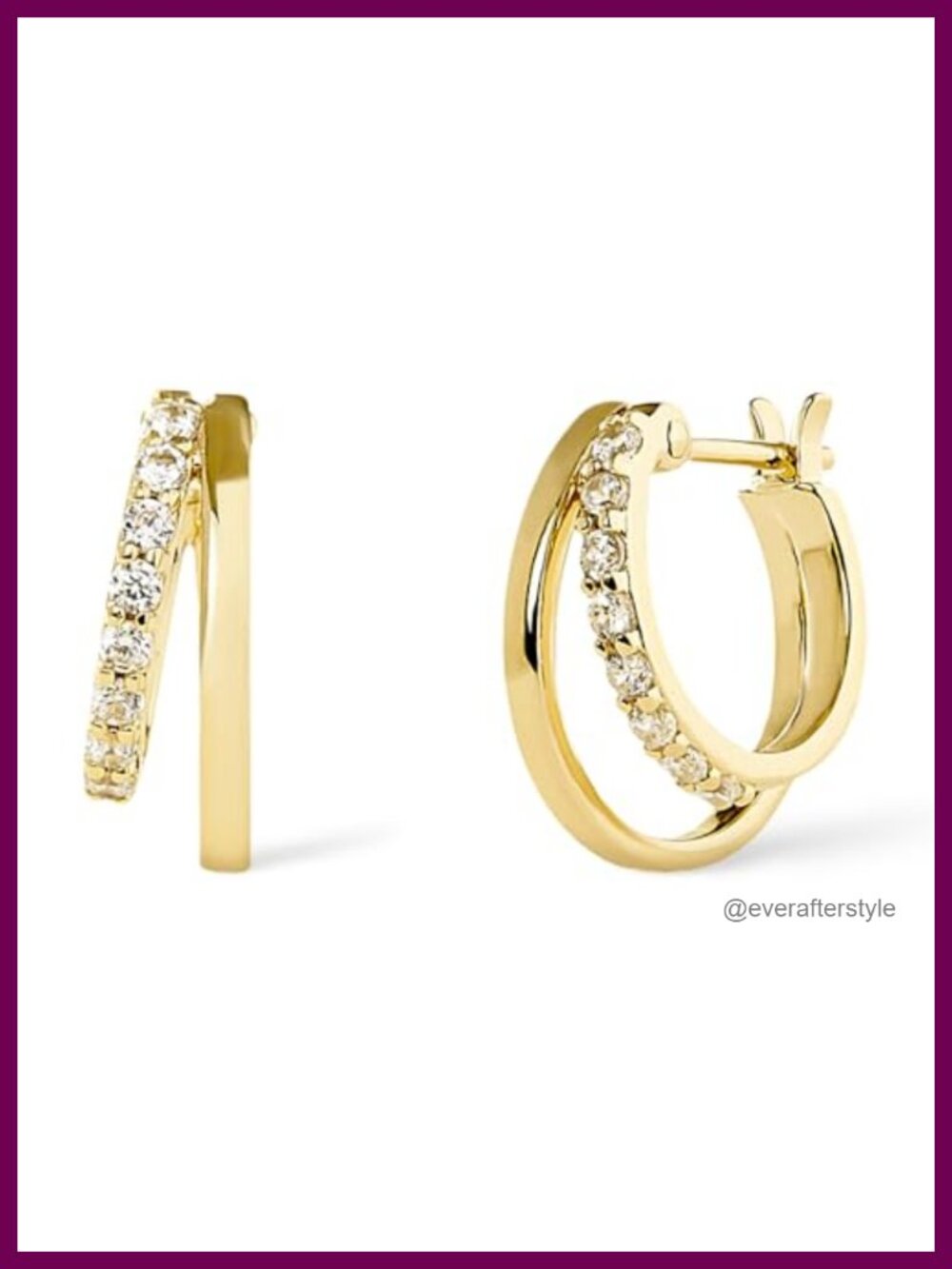 Double Hoop Earrings for Women Sterling Silver 14K Gold Plated